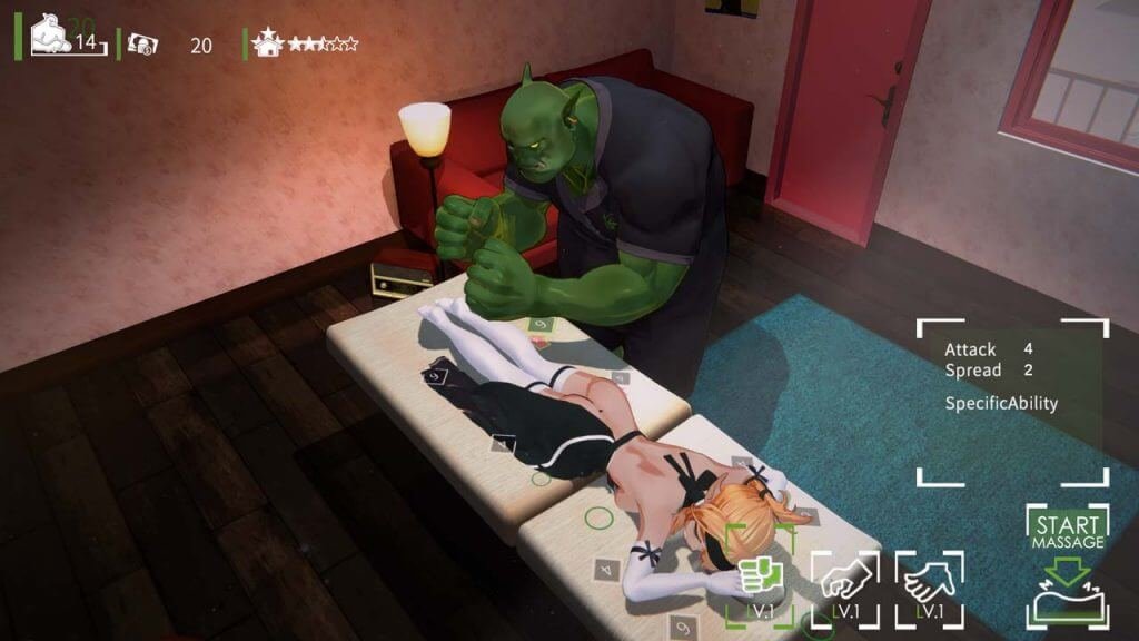Orc massaging a sexy elf on massage table