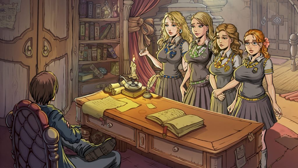 Harry potter female students standing dumbledore's office