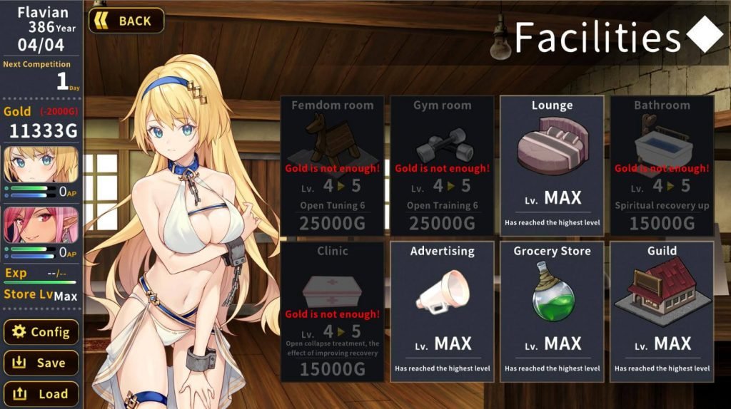 Sexy gladiator anime girl menu screen
