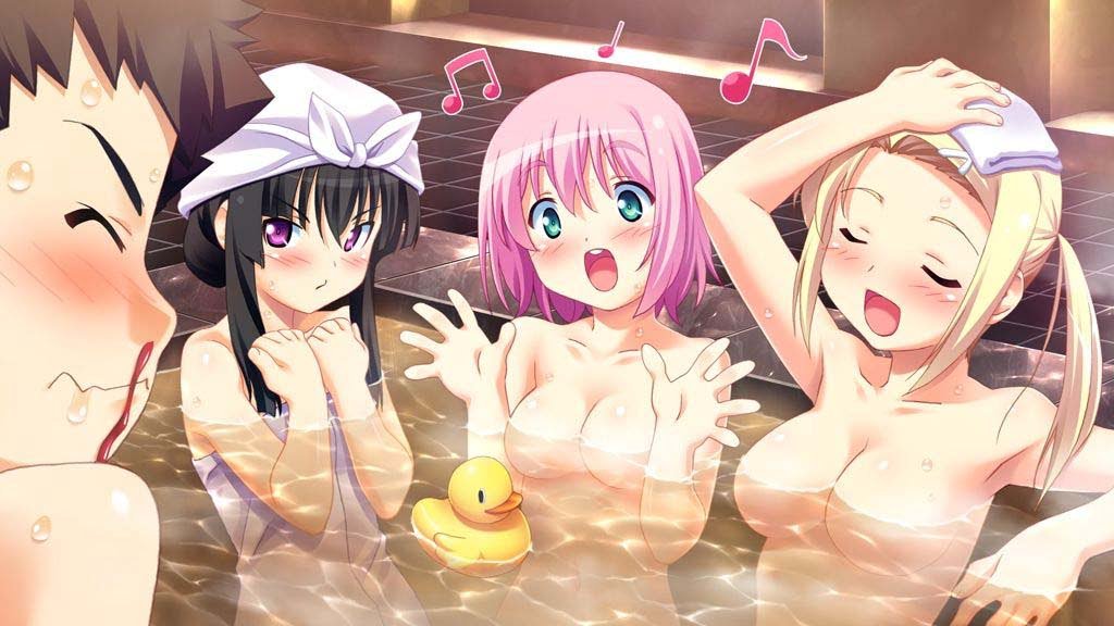 anime girls taking a bath together naked