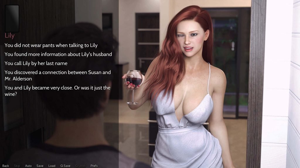 Sexy redhead in white dress 3D