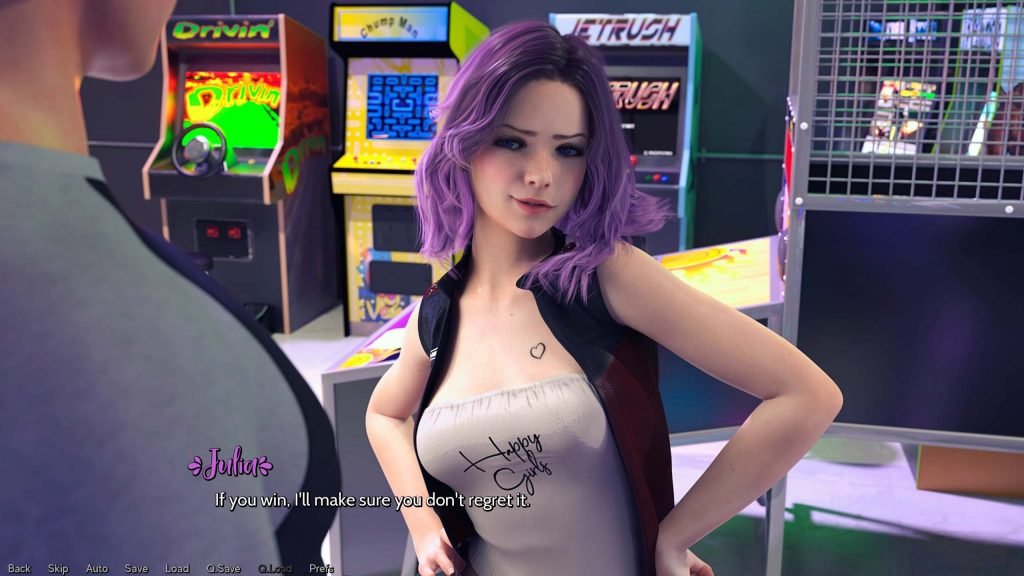 Sexy Teen with purple hair in Arcade 3D