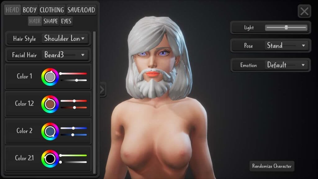 girl with a beard in Monolith Bay character customization