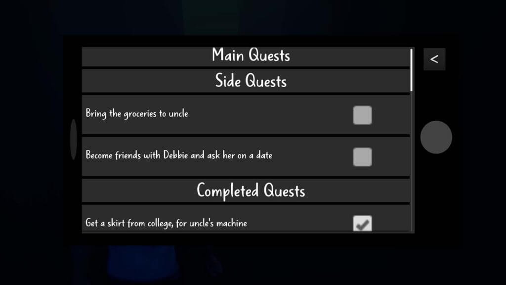 Quest menu screen in Monolith Bay
