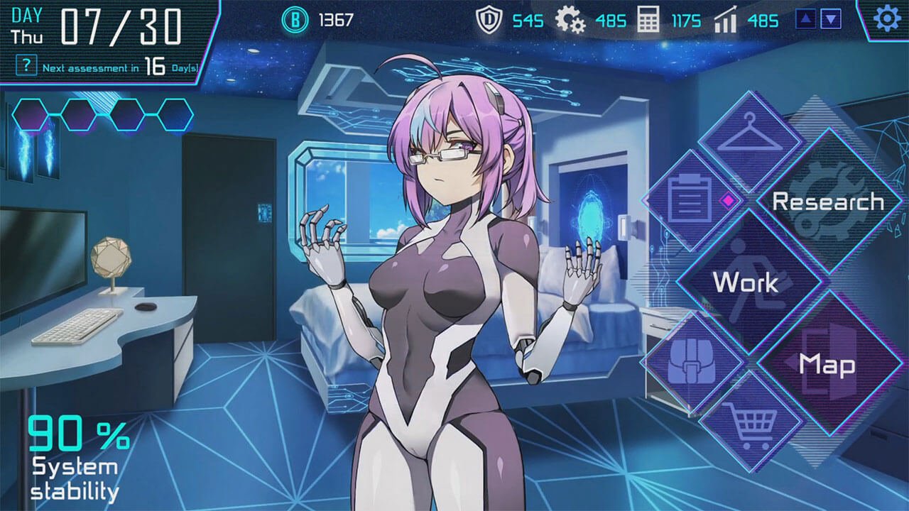 Cute anime girl in cybernetic suit