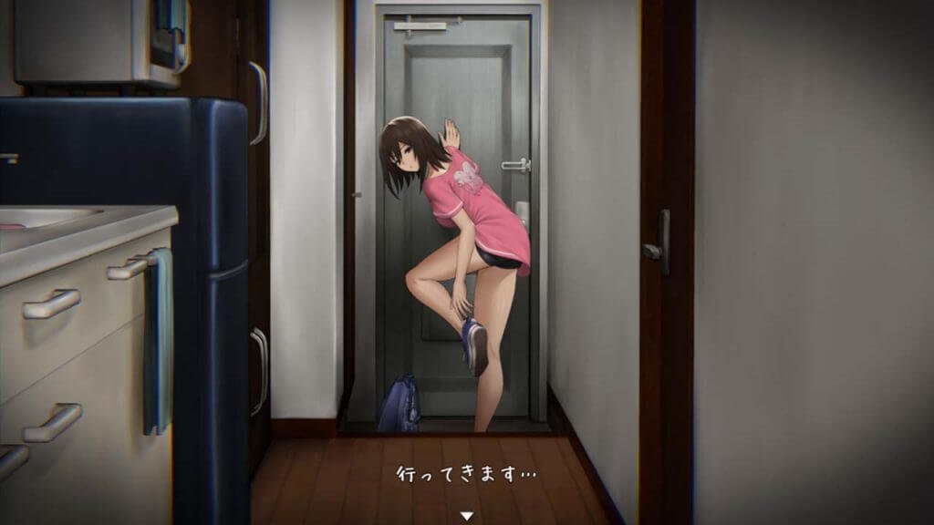 Anime girl leaving her apartment