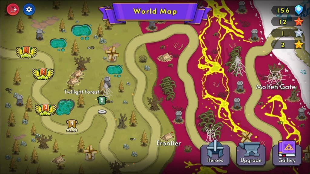 World map from Beautiful Mystic Defenders Game
