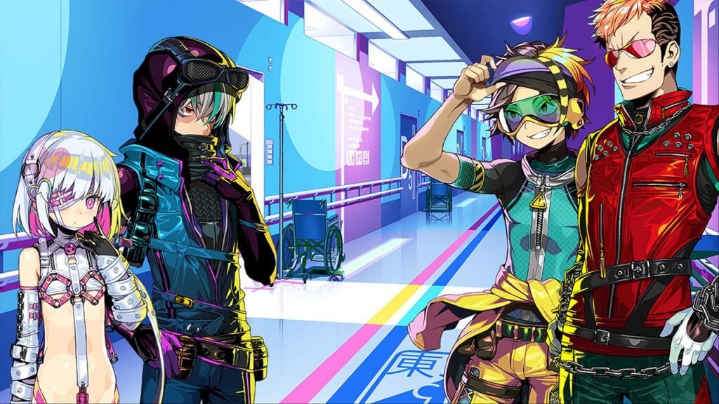 Colorful anime characters in hospital setting