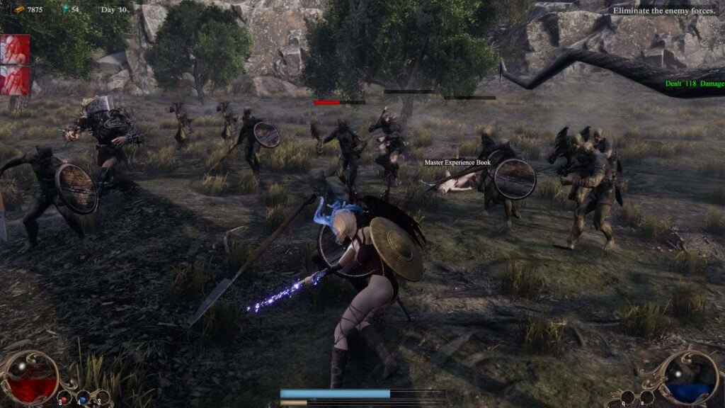 Waifu fighting enemies in battlefield
