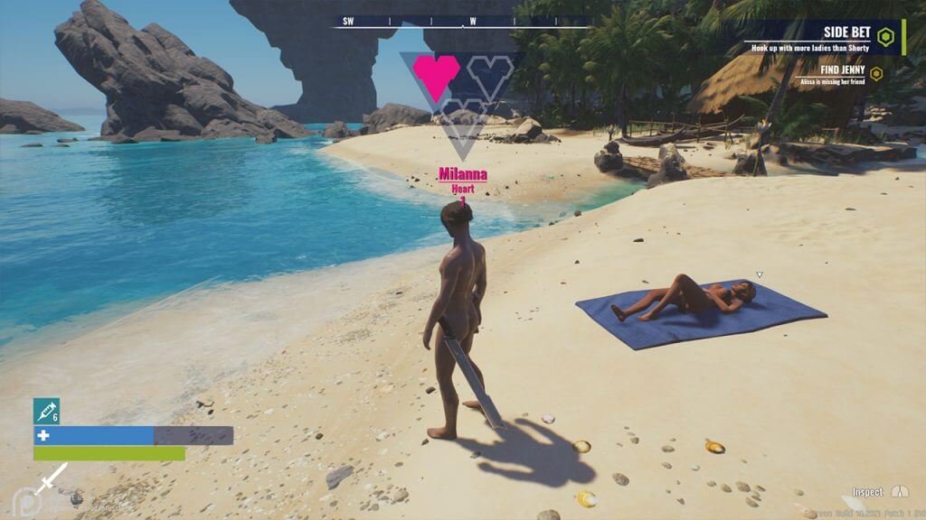 3D man standing naked at a beach