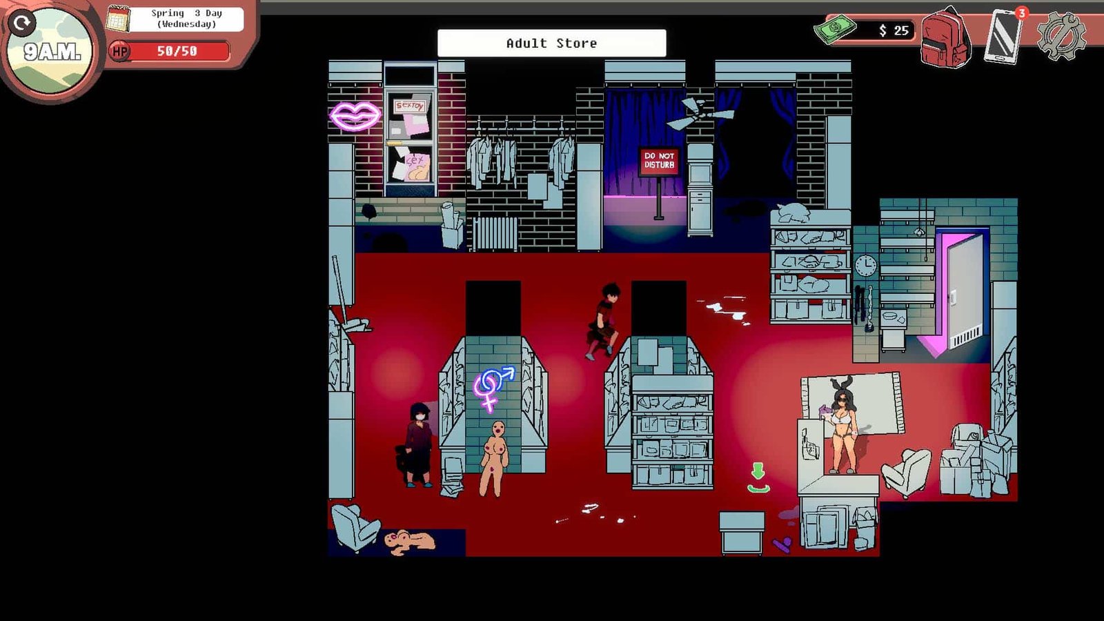 2D adult store in video game