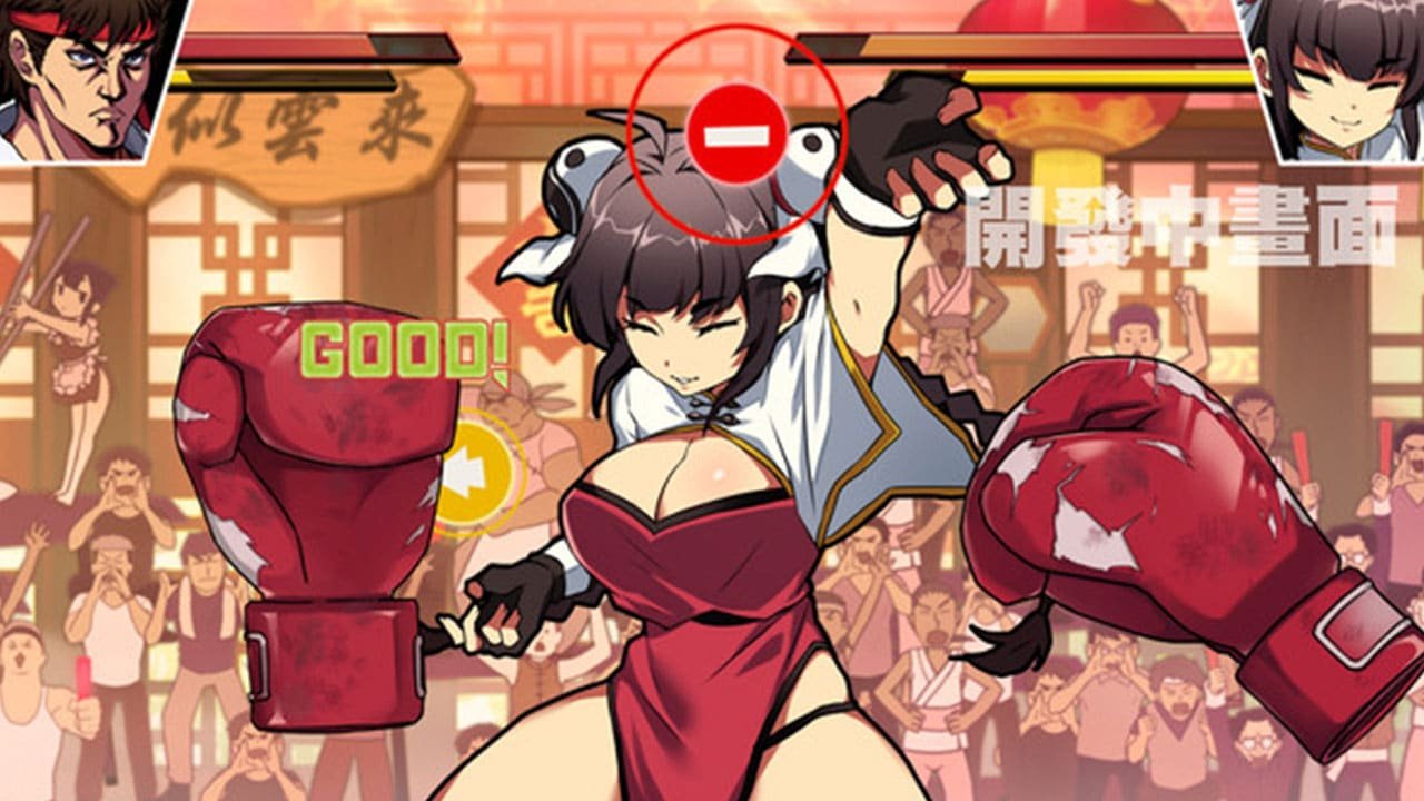 2D Sexy Chinese anime woman fighting in a boxing ring