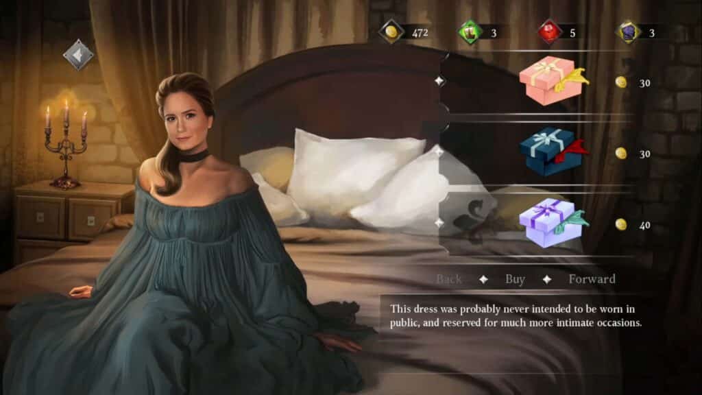 Player giving gifts to a lovely lady on bed