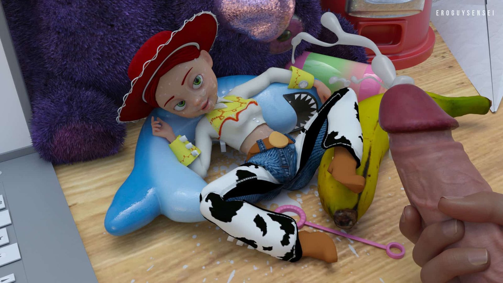 Jessie from Toy Story covered in cum