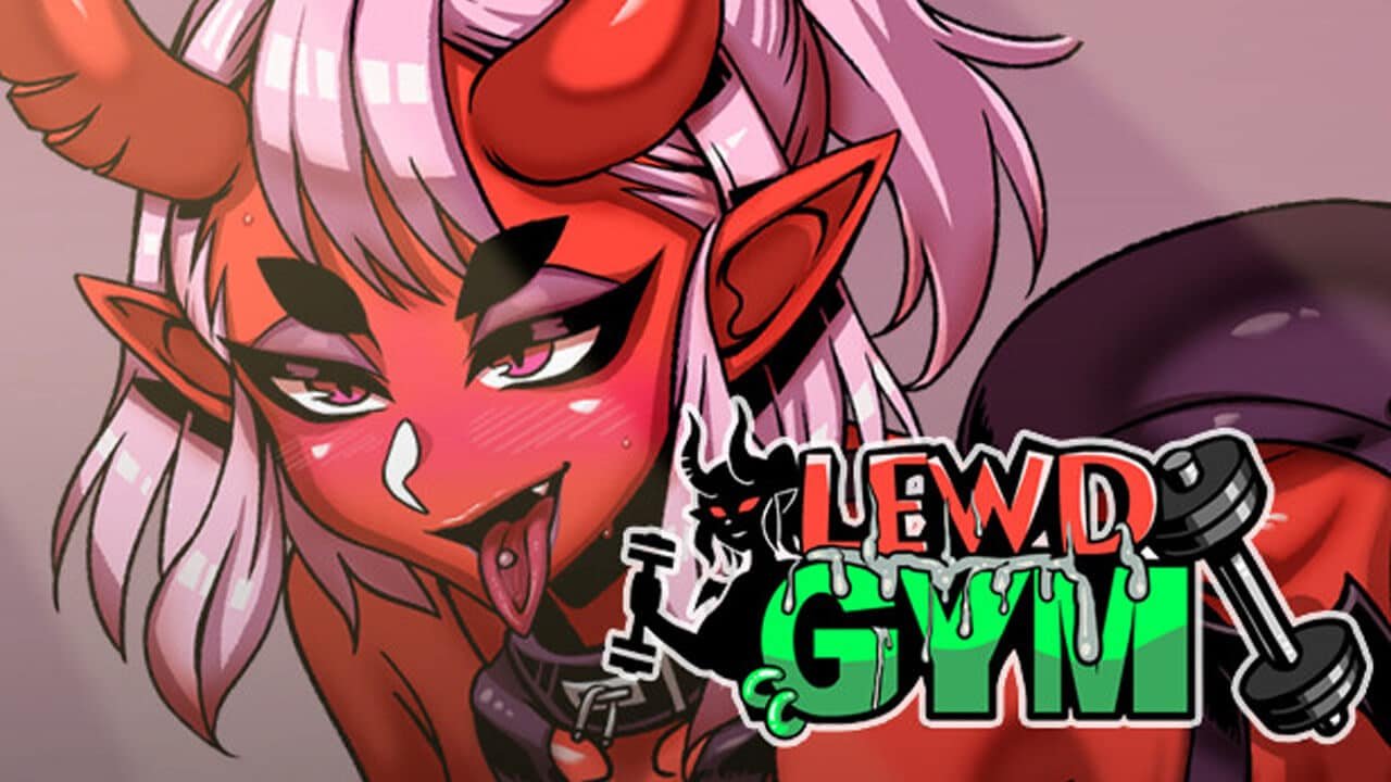 Sexy red demon anime girl at the gym