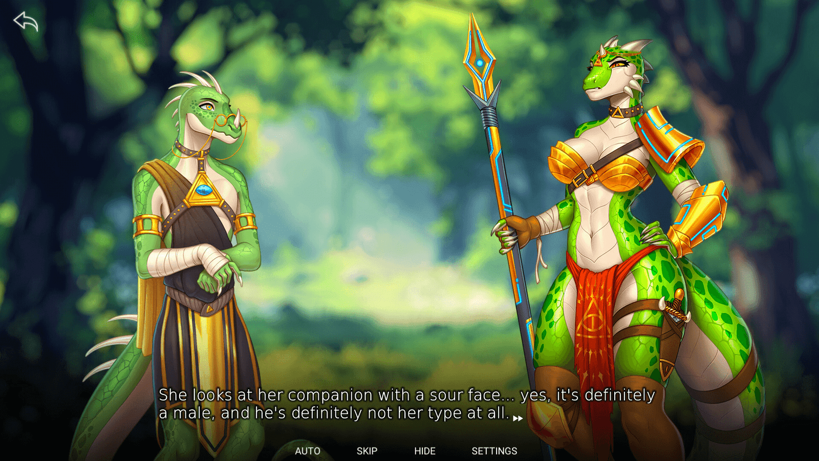 visual novel cutscene from Humans are not that against Lizardwomen game
